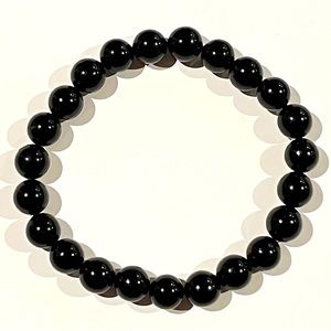 Black Tourmaline Crystal Bead Bracelet. 8mm beads. NWOT.